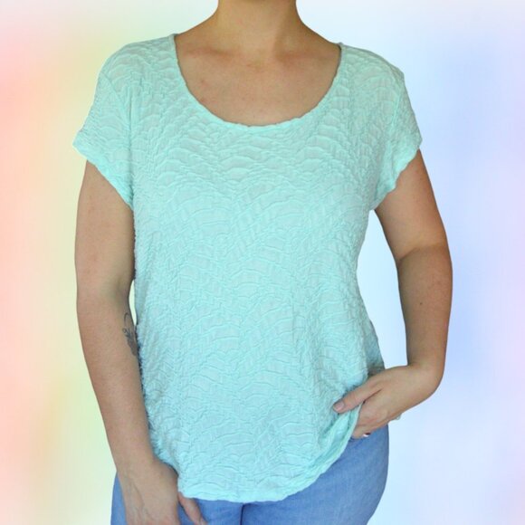 Liz Claiborne Career Pastel Blue Textured Knit Top Womens Size XXL Spring Summer - Picture 1 of 4